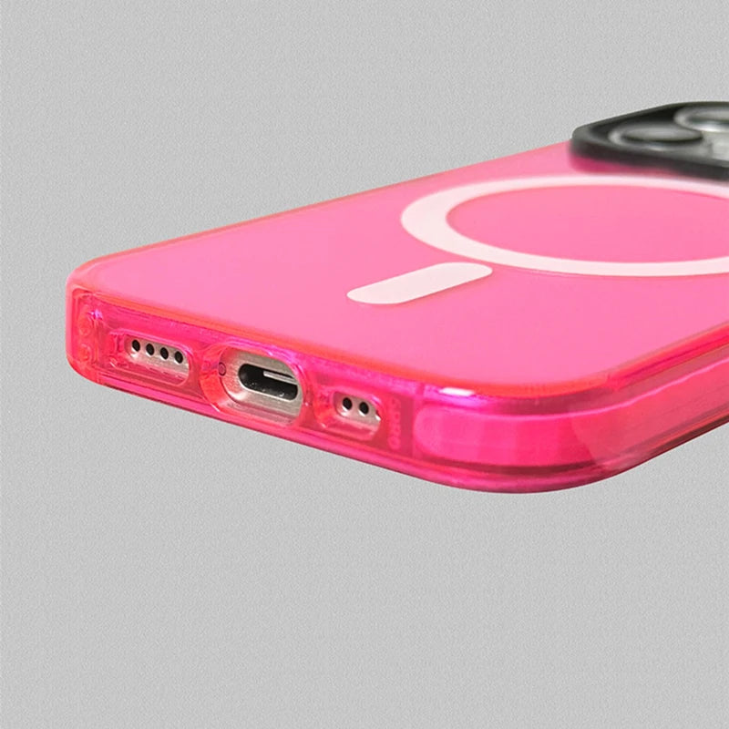Transparent Neon pink red iphone