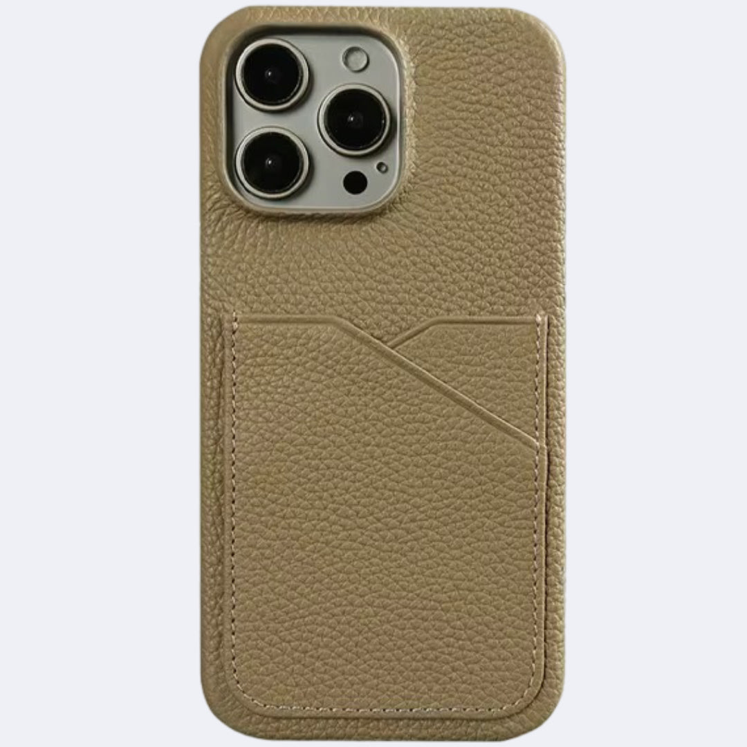 Kaki Case porte carte cuir