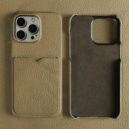 Kaki Case porte carte cuir